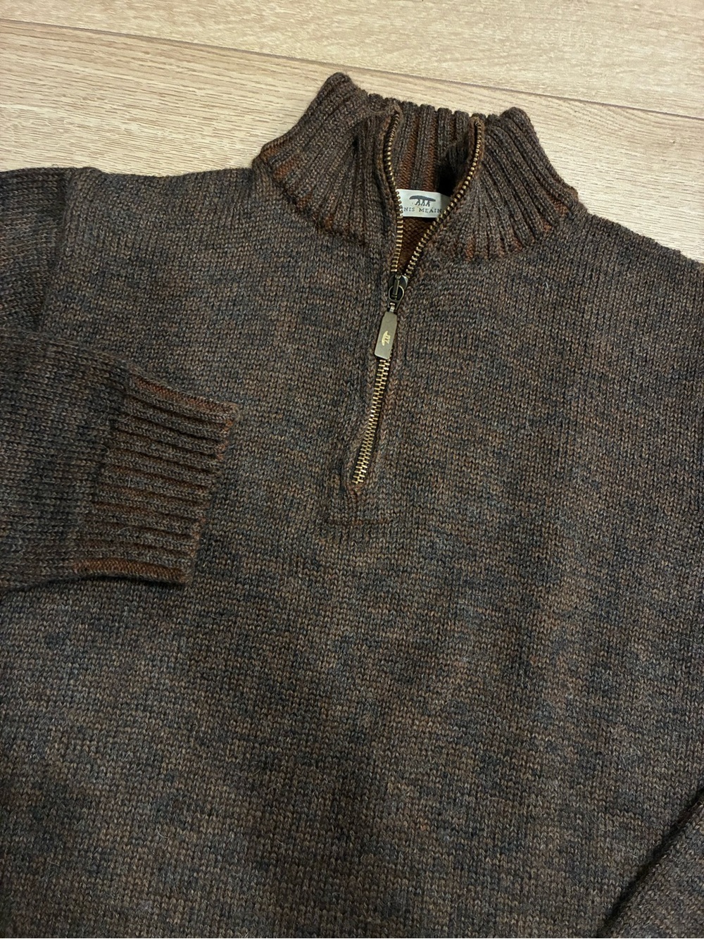 Inis Meain Men’s Merino Wool Baby Alpaca Silk Quarter Zip Sweater Size S